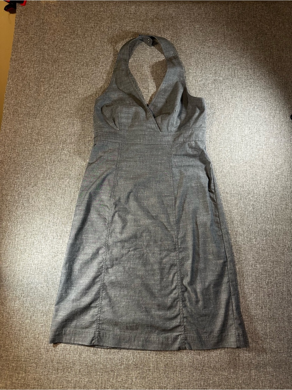 JACOB Women’s 11/12 Gray Halter Dress Y2K Stretch Cocktail Midi